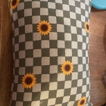 Green Check Sunflower Accent Pillow