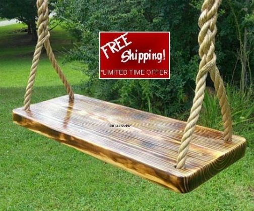 wood tree swings-charred appalachian- 11 ft of rope per side