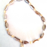 Natural Shell Stretch Anklet with Mother of Pearl Spacer Beads