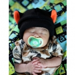 Kids black and orange cat fleece HAT cosplay anime goth punk