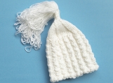 Baby Girl Bell-Shaped, Hand-Knitted Hat (White)