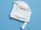 Baby Girl Hand-Knitted Hat (White)