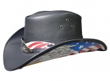 Patriotic Eagle Black Leather Cowboy Hat