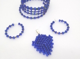 Intricate Sapphire Blue Pendant, Bracelet and Earrings Set