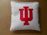 White  Indiana Universty Embroidered  Corn hole Bags