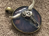 Silver Steer Skull Pendant with Chain #0837