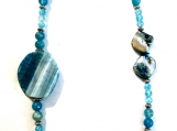 Stunning Blue Agate Gemstone and Shell Necklace 