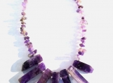 Striking Amethyst Necklace with Graduated Gemstone Center