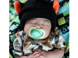 Kids black and orange cat fleece HAT cosplay anime goth punk