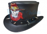 Cowboy Skull Leather Top Hat