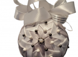 Fabric Quilted Ornament. Christmas Ornament. Silver and White
