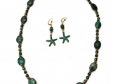 Natural Green Stone Necklace & Earring Set