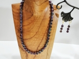Purple Windowpane Art Glass Necklace & Earrings