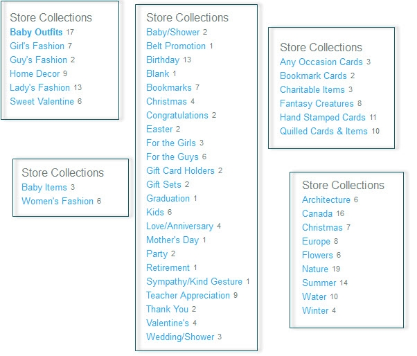 Examples of Product Collections.