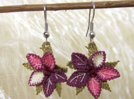 Burgundy and pink earrings from Crochet