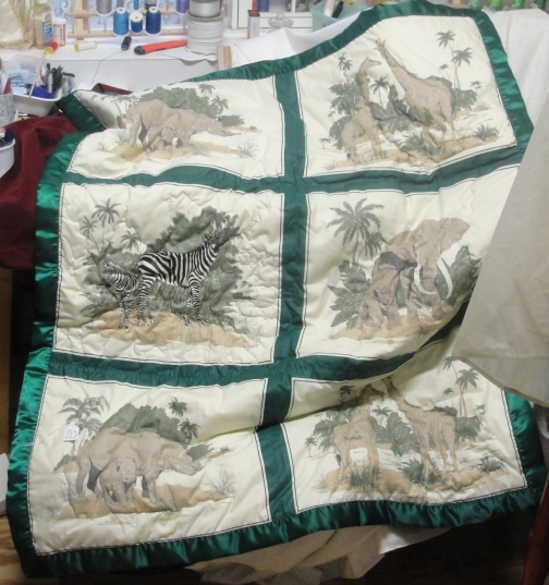 Lap throw blanket quilt African animals