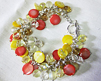Yellow and Orange Bead Charm Bracelet