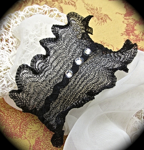 Black Wire mesh bracelet with rhinestones