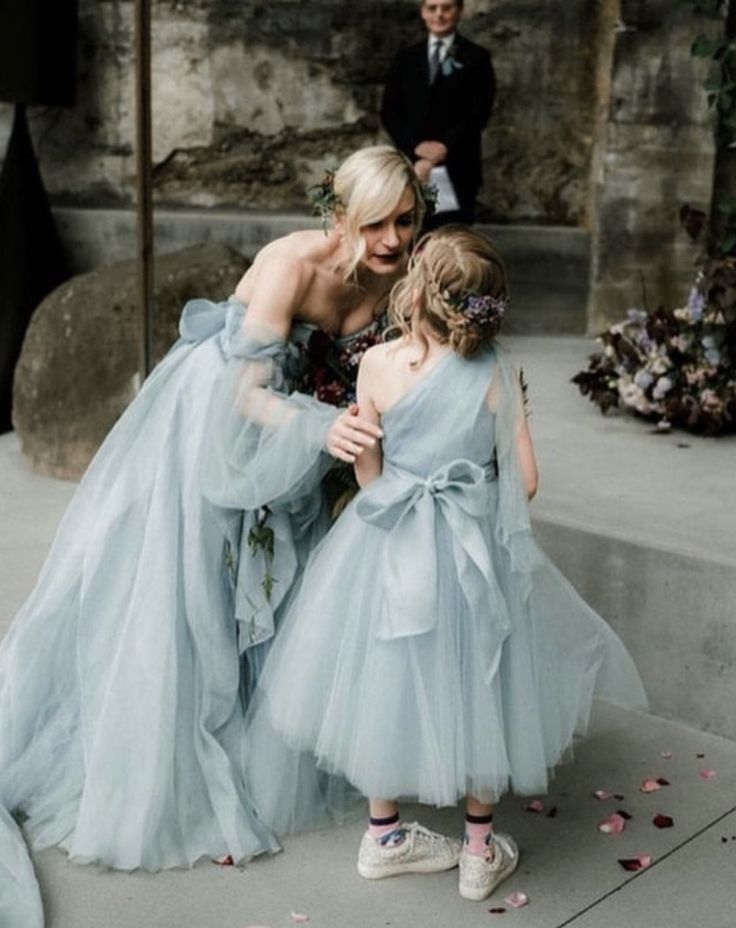Cute Light Blue Flower Girl Dress Birthday Party Dress by Little Girl