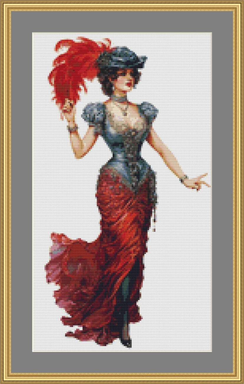 Elegant Dress Cross Stitch Pattern