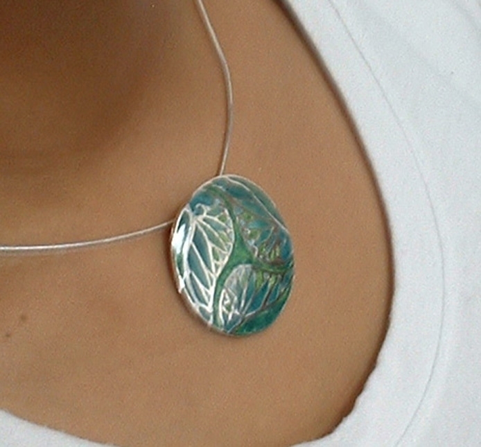 Fine silver and enamel pendant by Jewelis Designs, Pendants