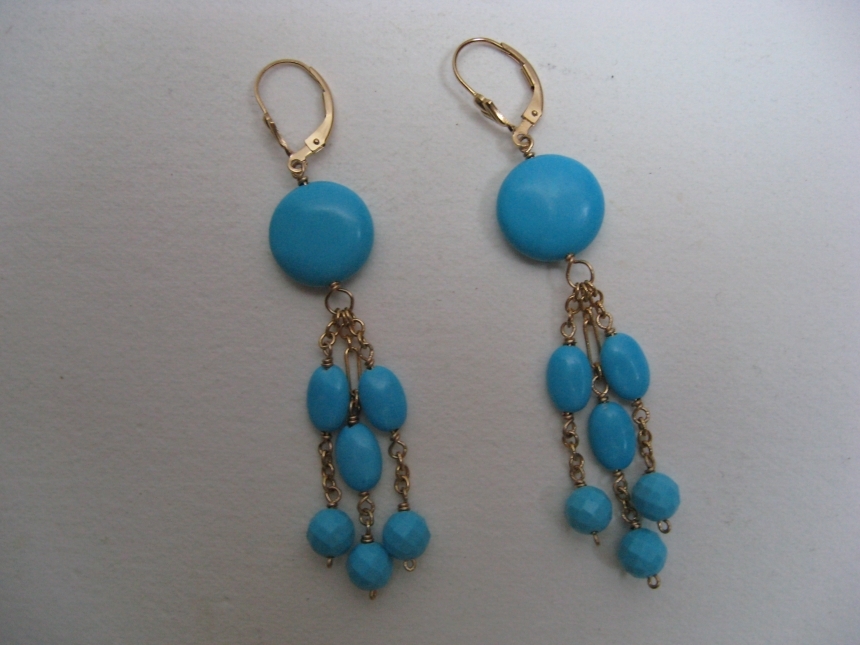 Faux Turquoise Dangling Earrings by mumzie me, Earrings