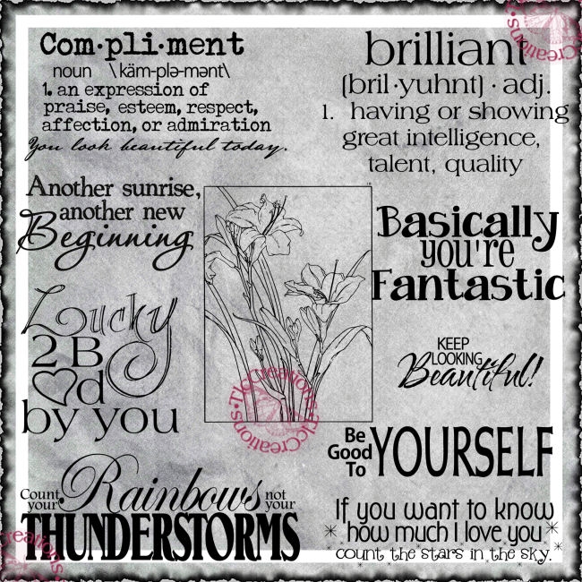 Compliments and Encouragement Word Art Set by Tlc Creates Vintage