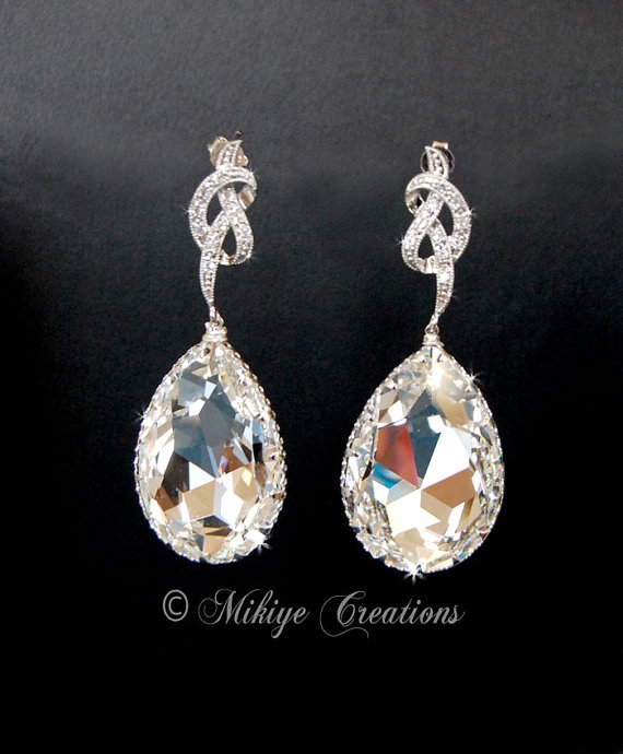 Bridal Chandelier Swarovski Crystal Cubic Zirconia Drop Earrings Zoom More Images
