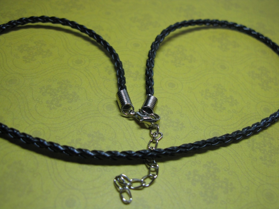Black Leather Braided Necklace Cord (17 20 by Rockujewels