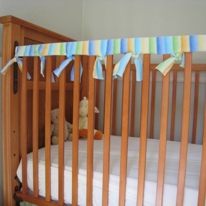No Sew Fabric Crib Rail Guard Tutorial by NewEnglandQuilter