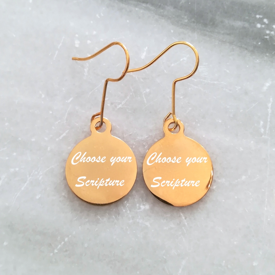 Christian scripture bible verse earrings made in Canada Gold