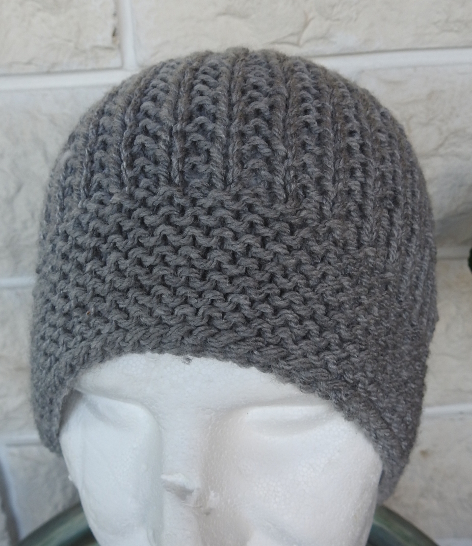 Knitted Men's Light Grey Beanie Hat - Free Shipping
