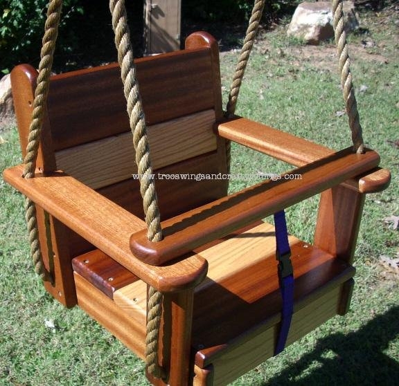 Wood Tree Swing Oakipele Kids Seat Swing w/ 11 ft of rope