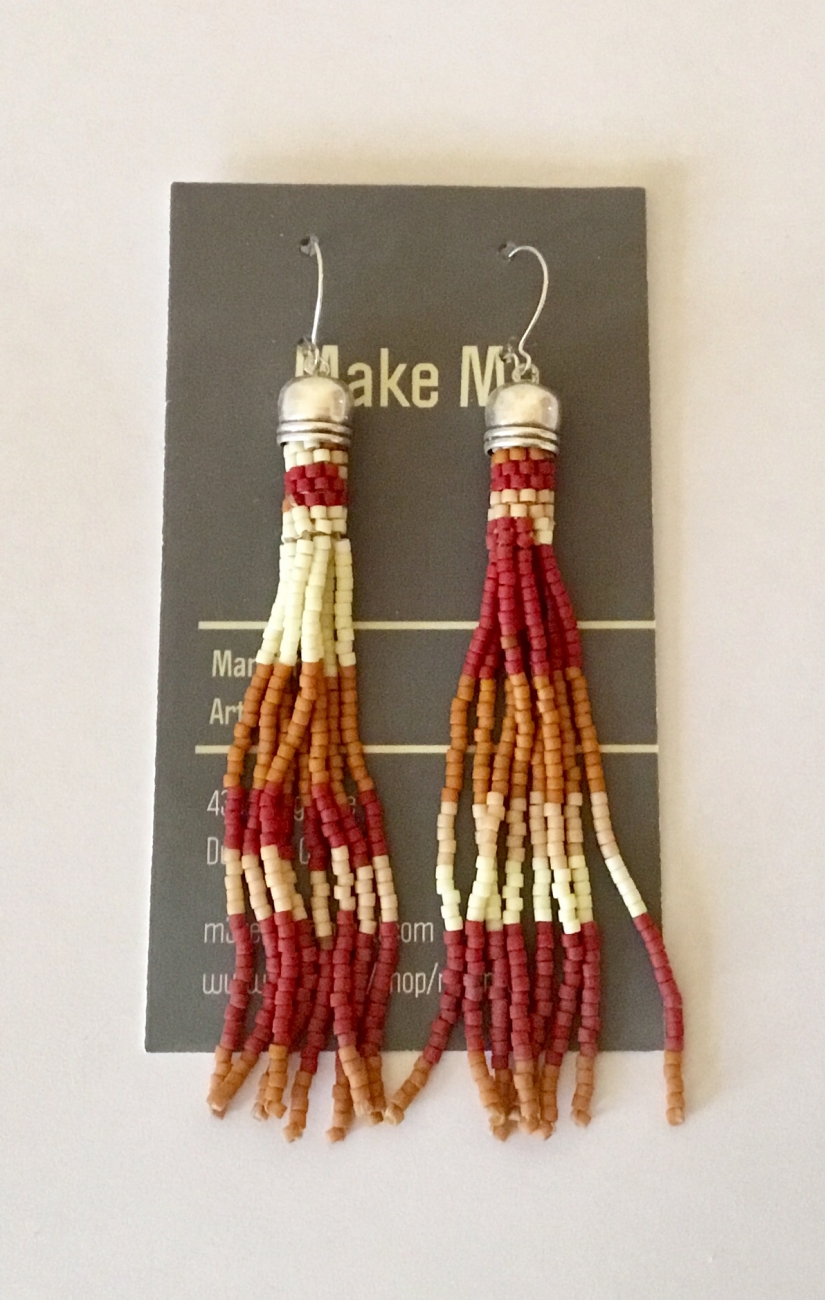 Extra Long Hand Woven Fringe Earrings Dusters by make me, Earrings