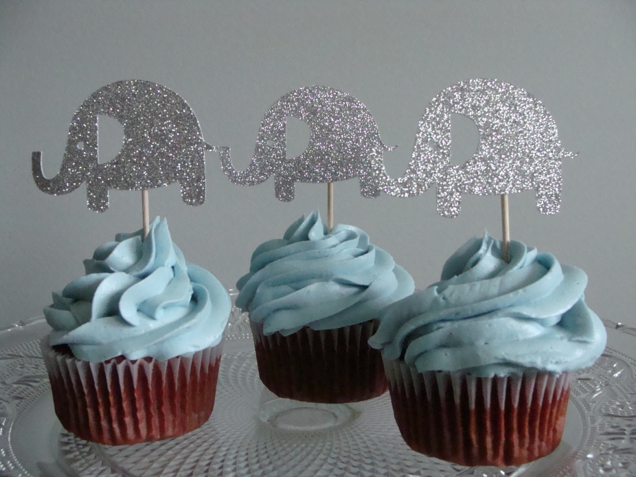 Elephant Cupcake Toppers Baby Shower Decorations