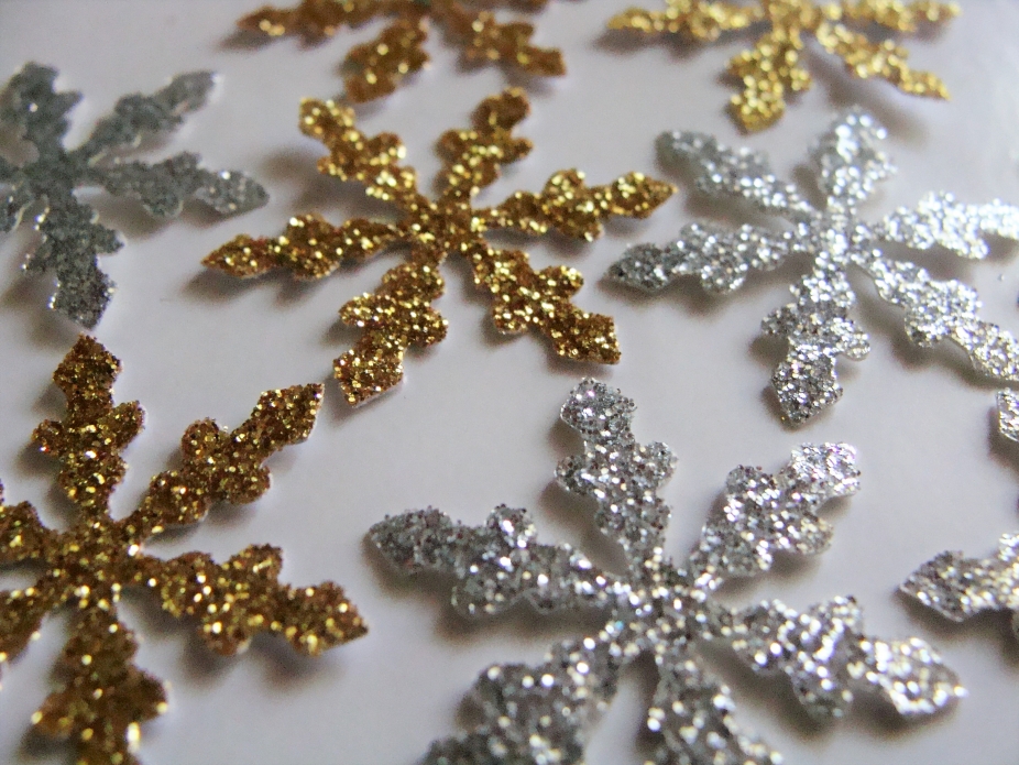 Gold and Silver Snowflake confetti, Christmas Party Decor