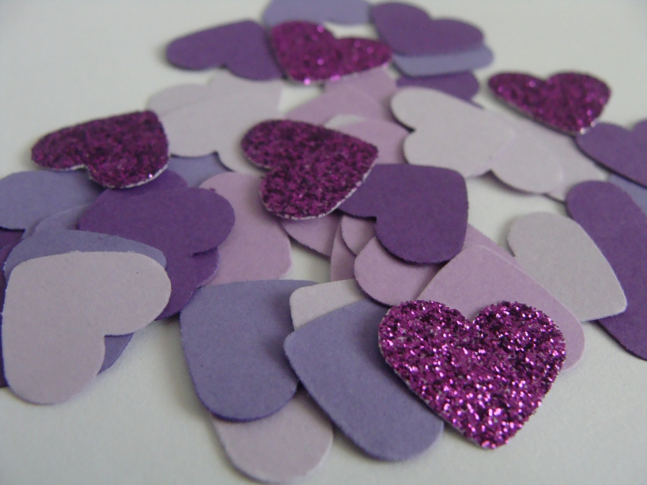 Purple Heart Confetti. Wedding Decor. Birthday Party Decor
