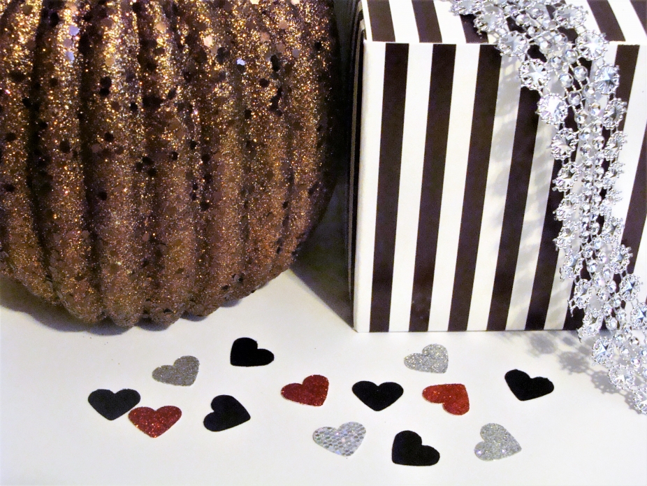 Heart Confetti, Silver, Red and Black Confetti