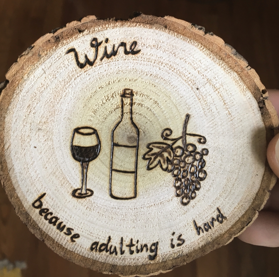 Funny Wine Coaster, Wood Table Coaster, Wine Bar Coaster