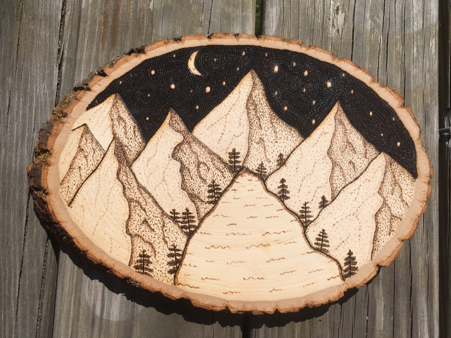 mountain scene wood sign woodland wall sign wood burned signs 104750 9ea2