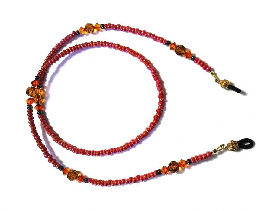 Beaded Chain Holder for Eyeglasses, Eyeglass Retainer, Crystal E