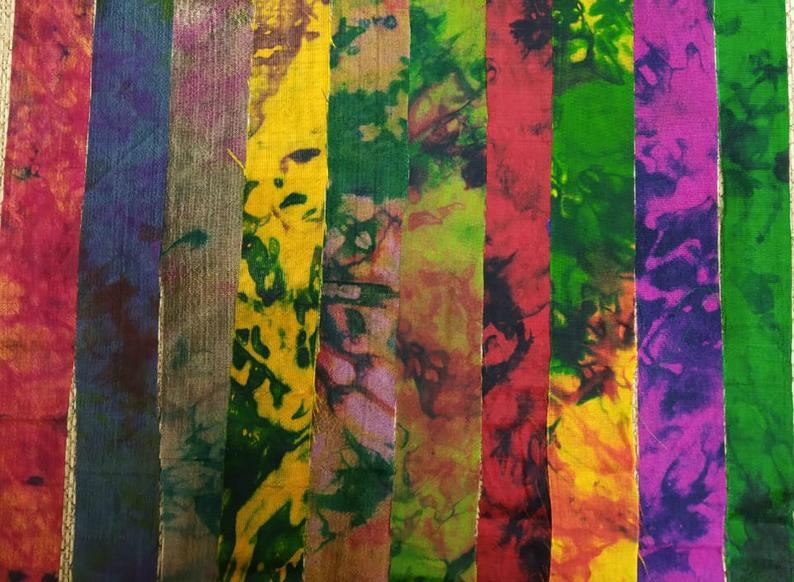 Hand painted Sari Silk Ribbon Abstract Sari Silk Ribbons