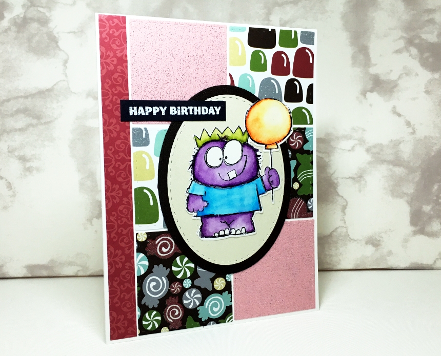 Sparkly Monster Birthday Card by Fairy Cardmaker, Greeting Cards