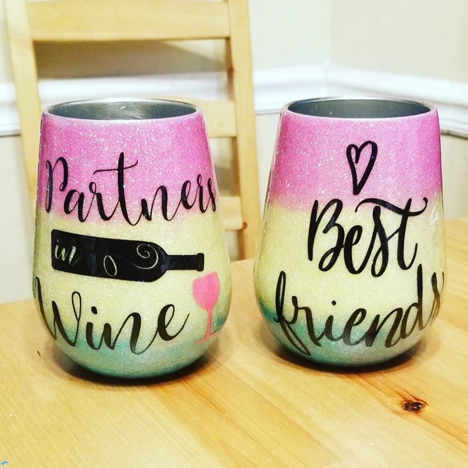 Custom wine tumblers (pair by Walkers Creations, Gift Sets
