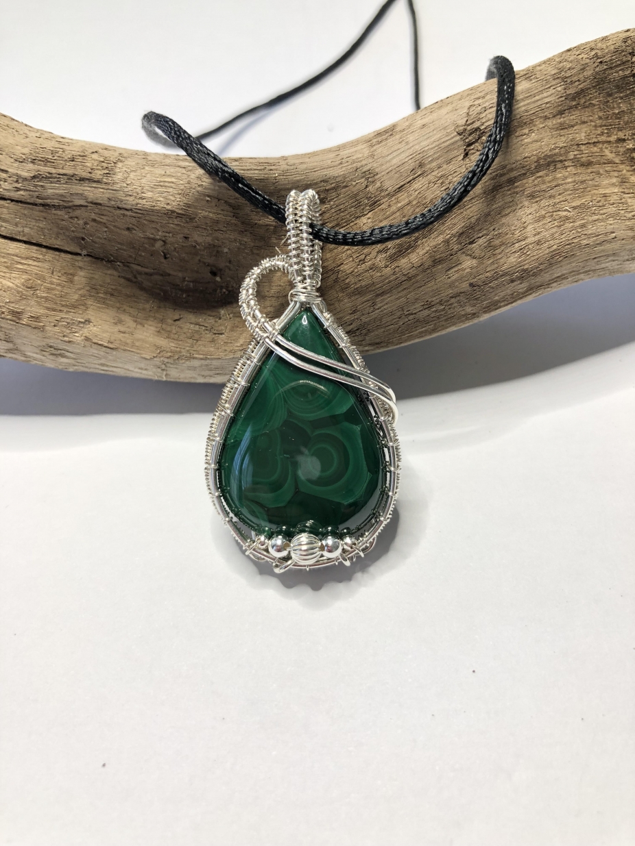 Sterling Silver Malachite Pendant by Jewelry By Virginia, Pendants