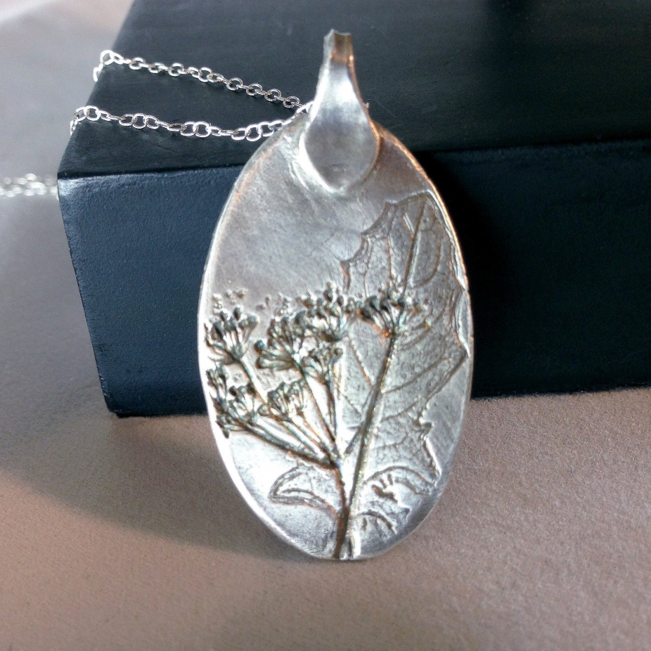 Silver Dandelion Leaf & Wishes Pendant, Silver Necklace  