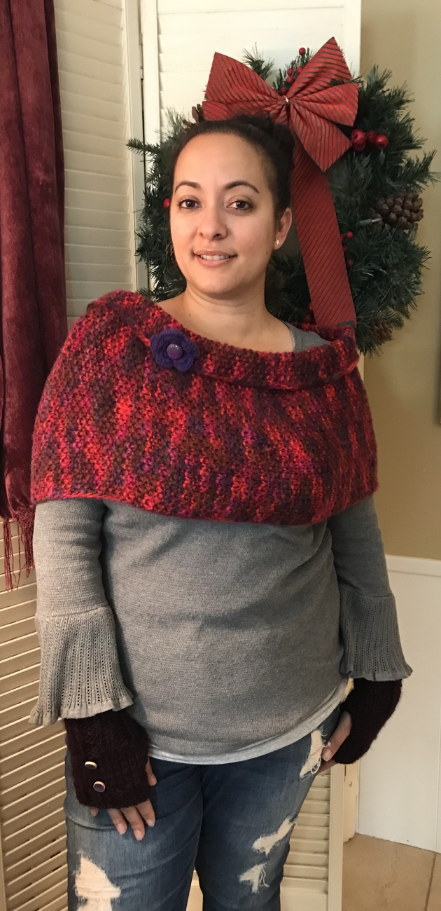 Women's Cowl Scarf/Shoulder Wrap Reds/Purple