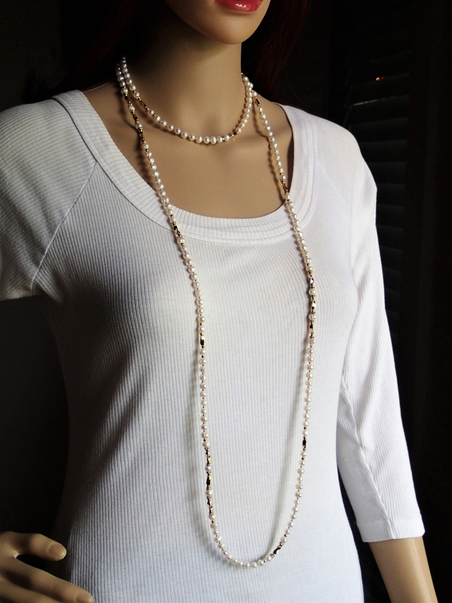 Long White Pearl Necklace Freshwater Pearl Necklace For Woman