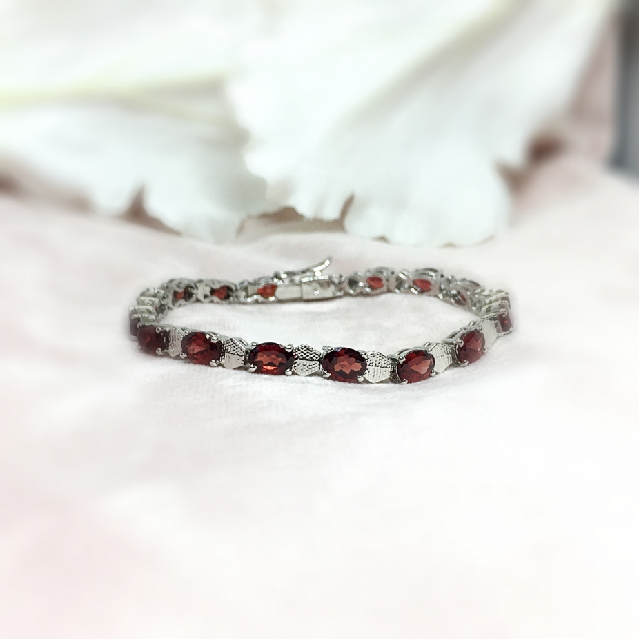 Garnet Sterling Silver Bracelet By Aavyadesign Bracelets 6511