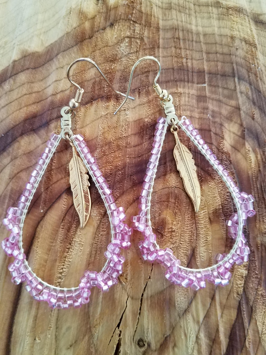Pink Beaded Earrings by BeadingStorm, Earrings on